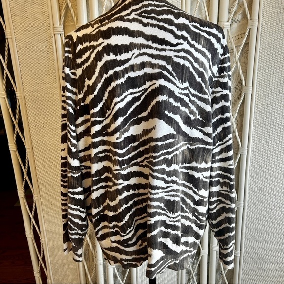 Lands' End Cardigan Sweater Zebra Print Black White Cotton Button Front size 2X - Picture 9 of 16